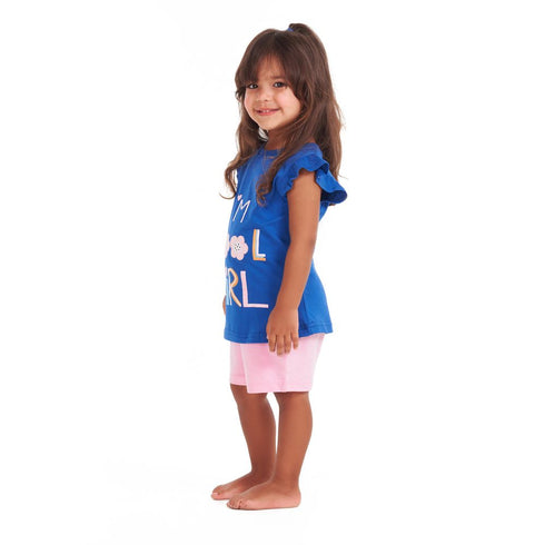 Girls summer pajama set Cool girl t-shirt + Rose shorts